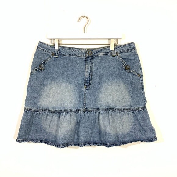 L.A. Blues Dresses & Skirts - LA Blues Denim Peplum Hem Jean Mini Skirt